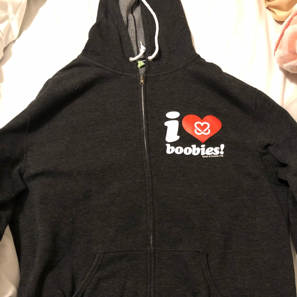 I❤️boobies hooded zip up. XL